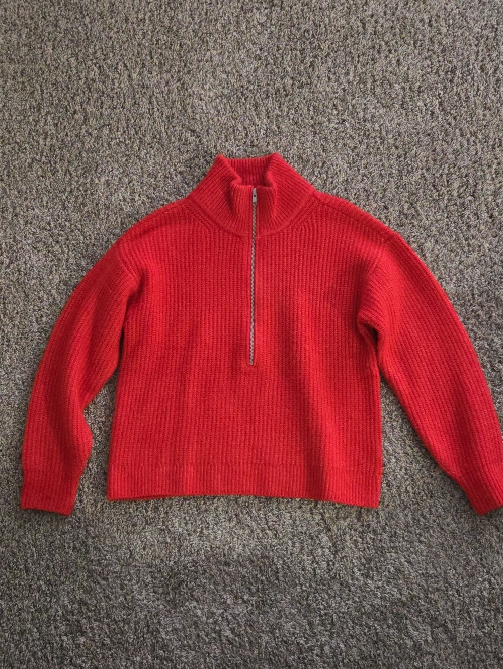 Vince Camuto Red Half-Zip Ribbed Turtleneck Sweater